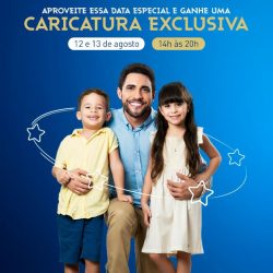 No fim de semana do Dia dos Pais, caricaturistas registram famílias no Shopping Estação