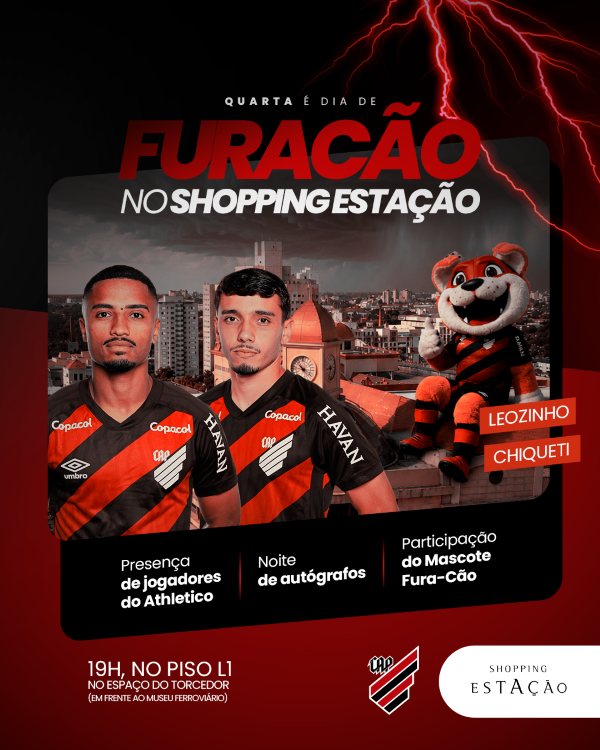 Jogadores do Athletico PR no Shopping Estação