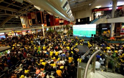 Chuva de figurinhas e clima de estádio: Shopping Estação espera casa cheia para Brasil x Escócia nesta quarta-feira (24/06)